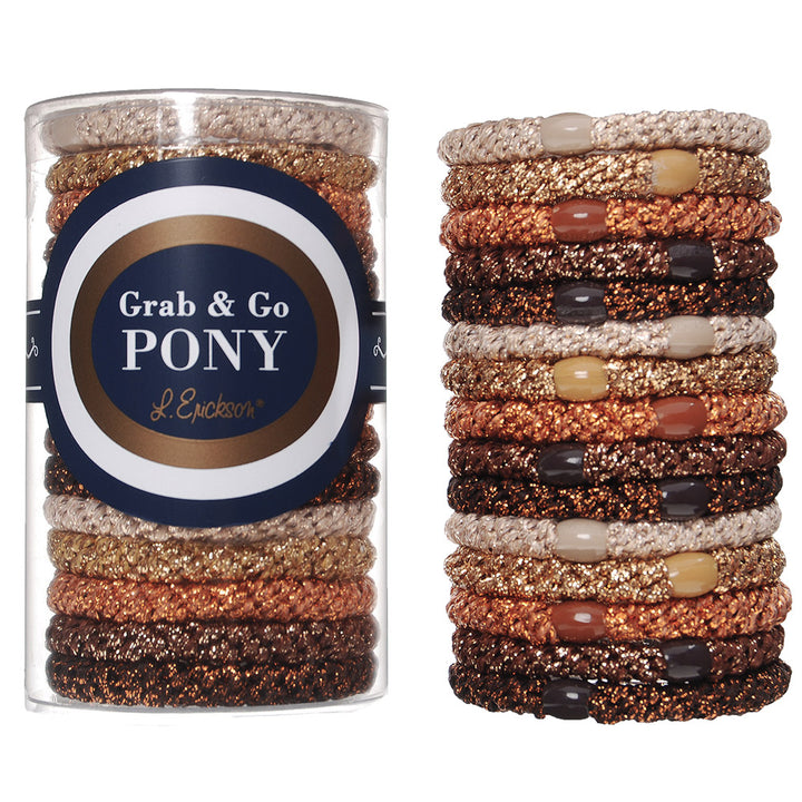 Grab & Go Pony Hair Ties (15-Pack) - Neutral Metallic